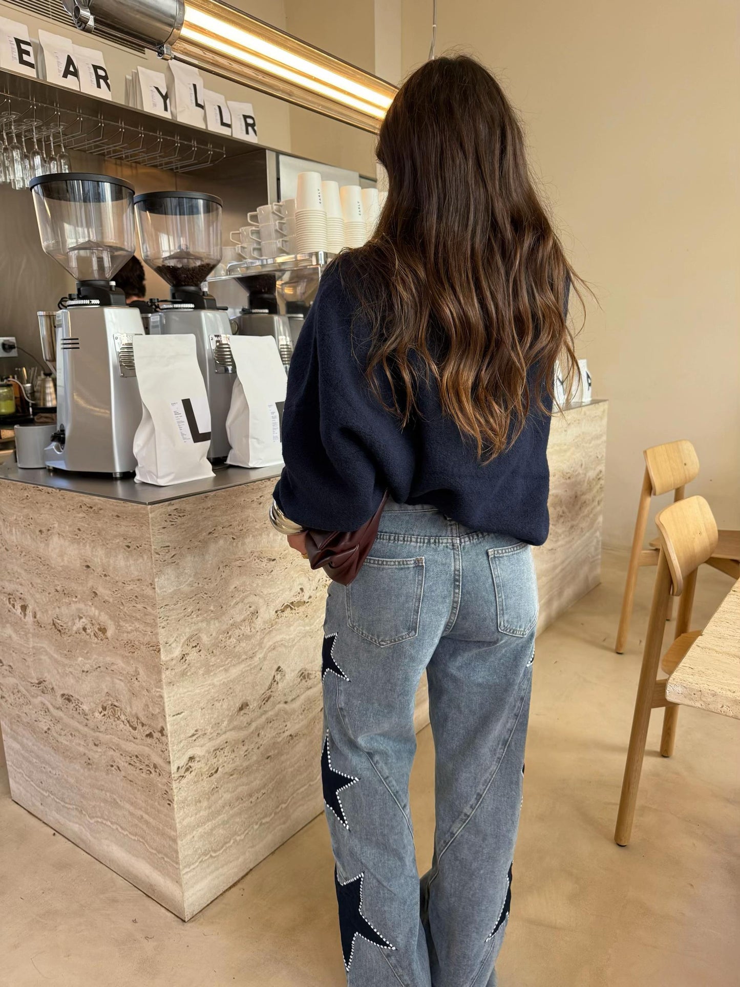 Star Patch Wide-Leg Jeans – Retro Chic Street Style Denim