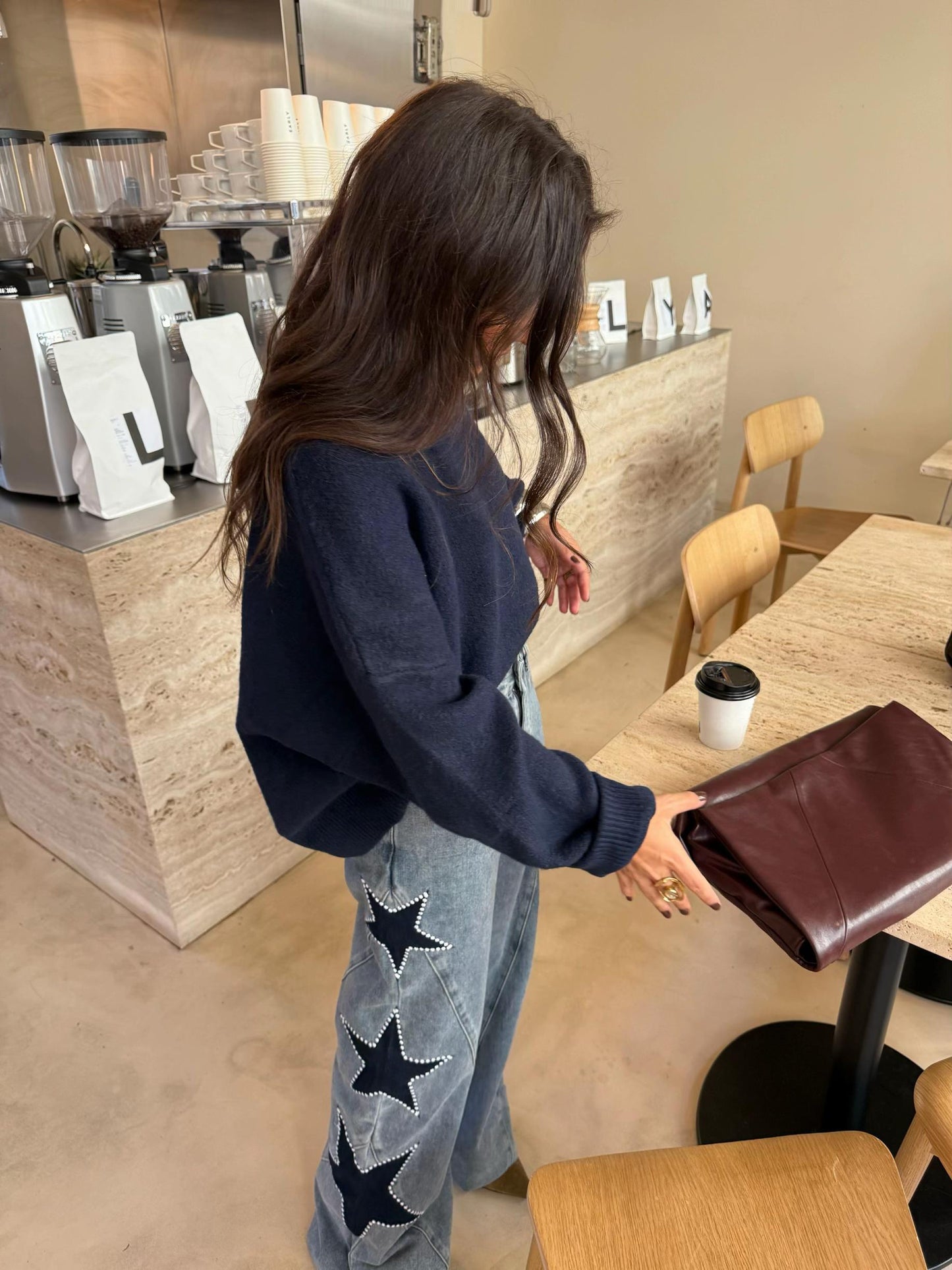 Star Patch Wide-Leg Jeans – Retro Chic Street Style Denim