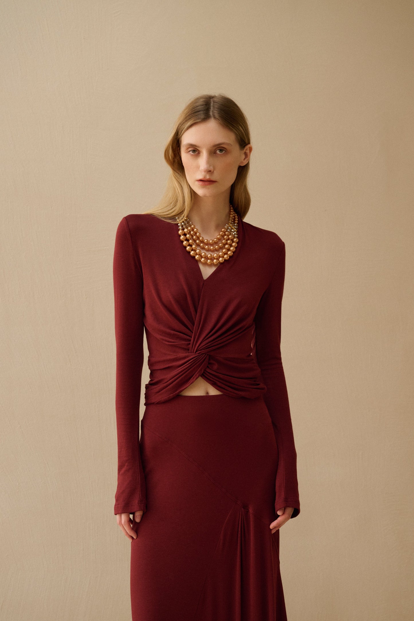 Twist Long-Sleeve Top & Maxi Skirt