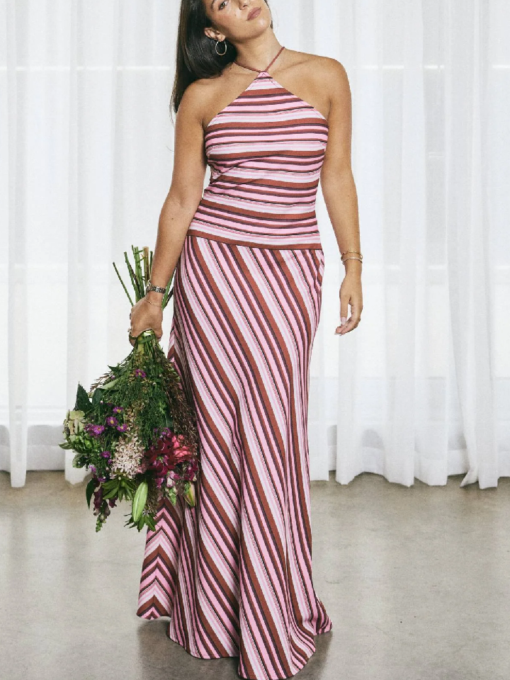 Striped Neck Hanging Suit