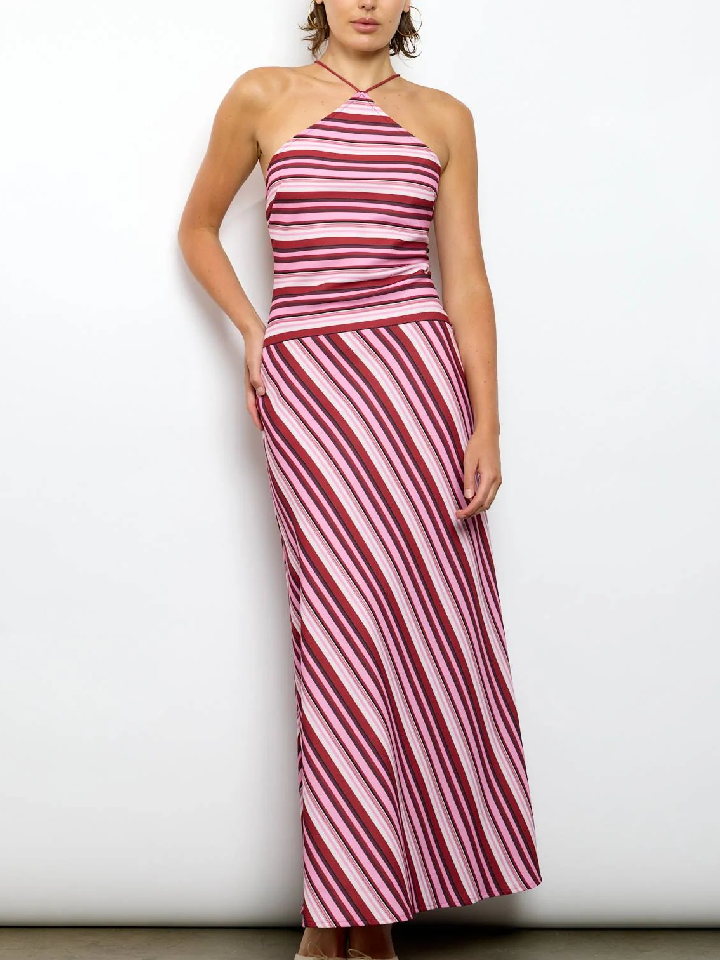 Striped Neck Hanging Suit