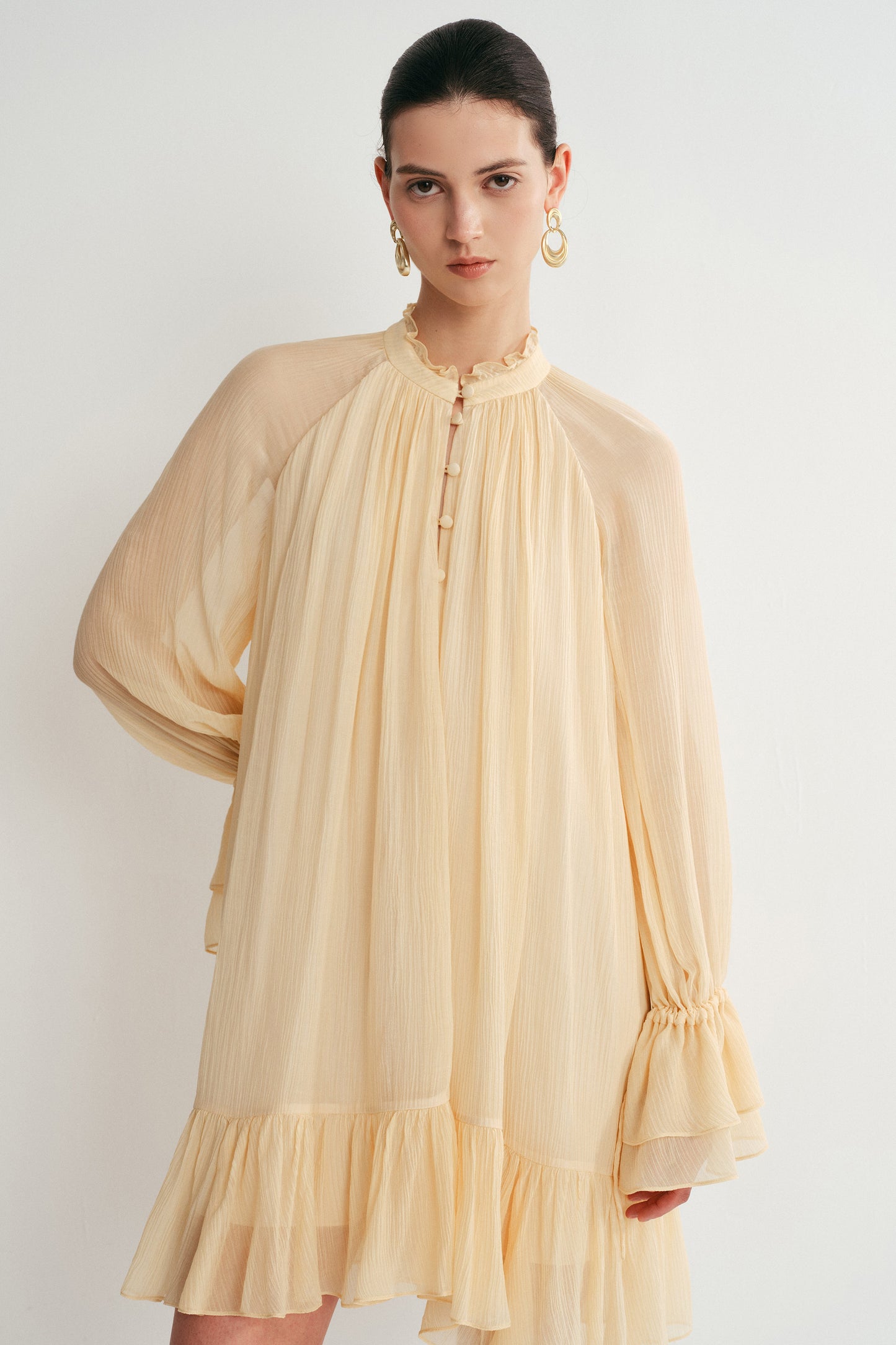 Ruffle Dress in  Crepe