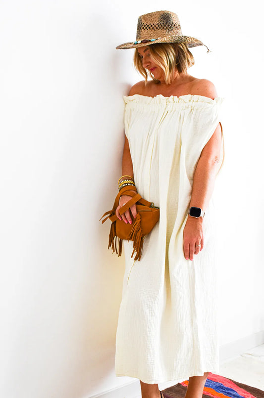 Beige Button Dress