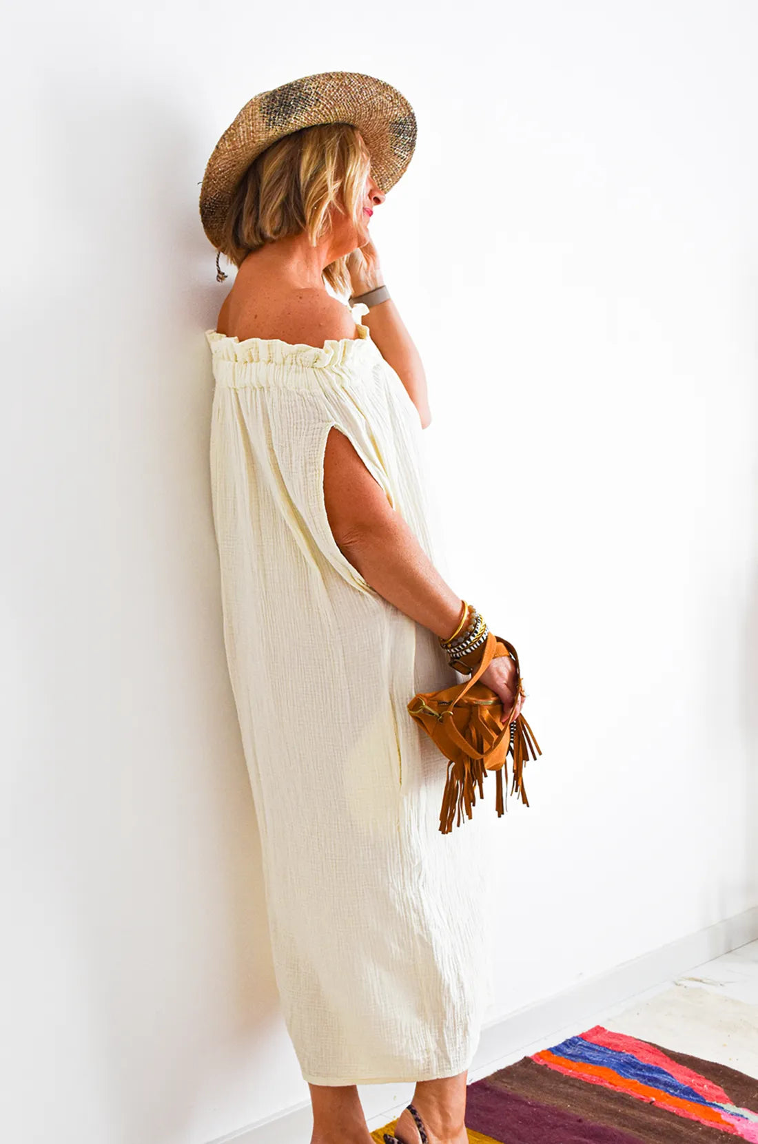 Beige Button Dress