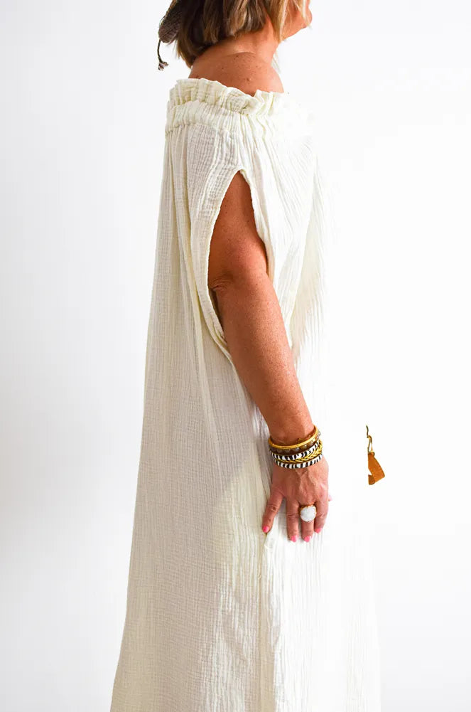 Beige Button Dress