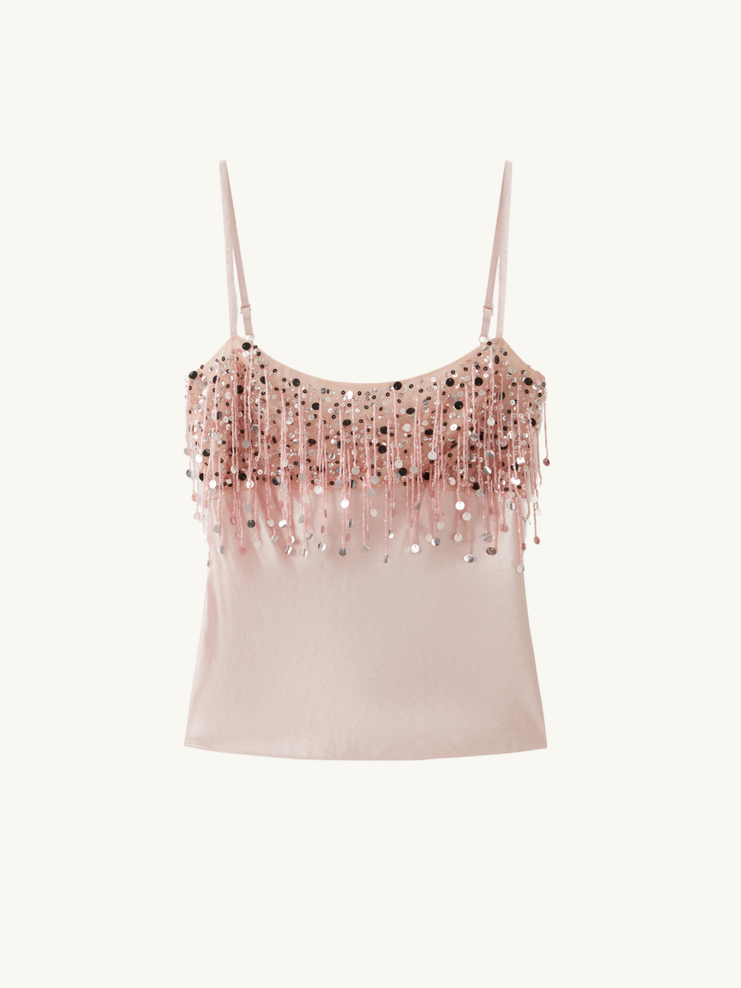 Hand Beaded Tank - Blush Pink