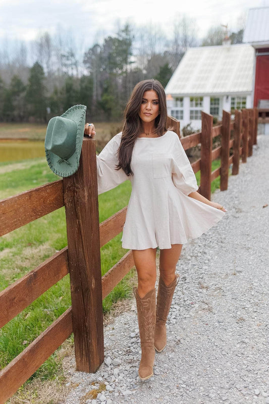 Cream Front Pocket Romper