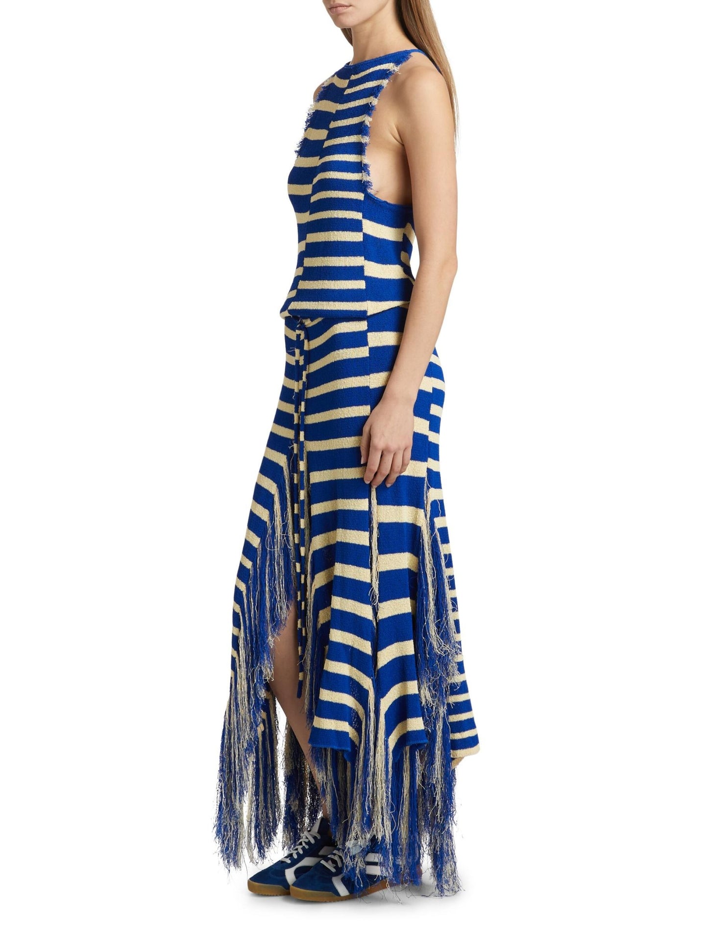 Stripe Fringed Knit Dress