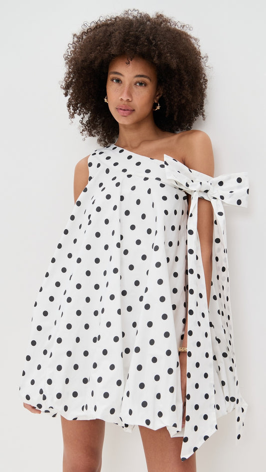 polka-dot bow mini dress