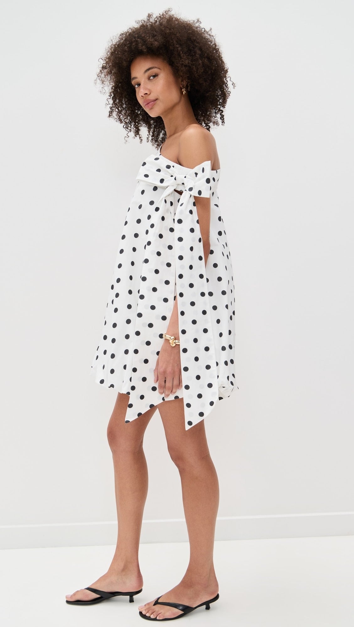 polka-dot bow mini dress
