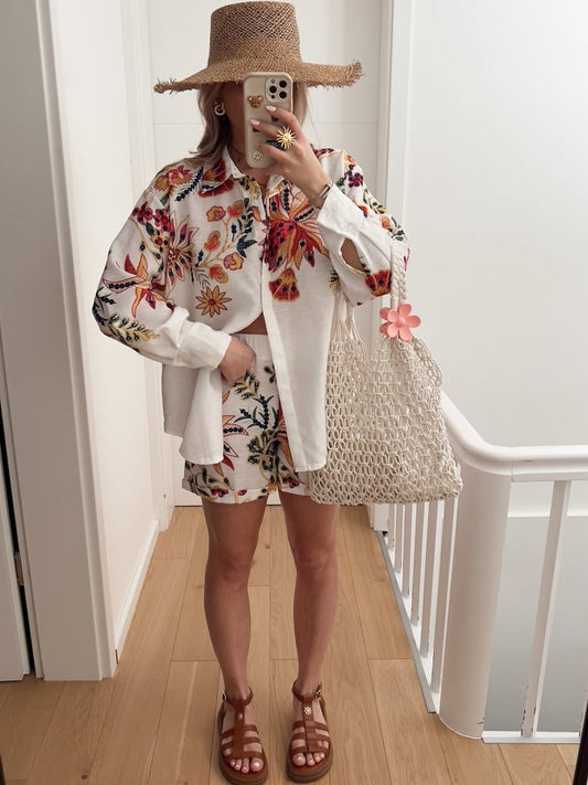 Floral-print Linen Set