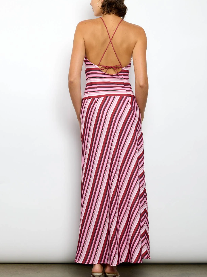 Striped Neck Hanging Suit