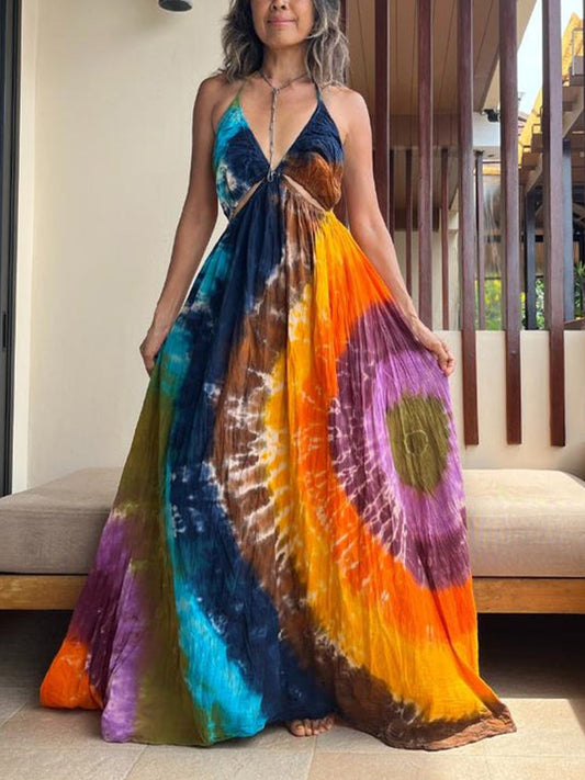 Tie-Dye Sling Maxi Dress