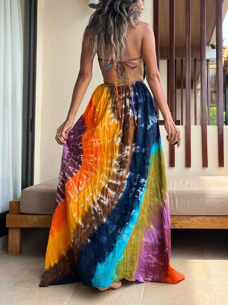 Tie-Dye Sling Maxi Dress