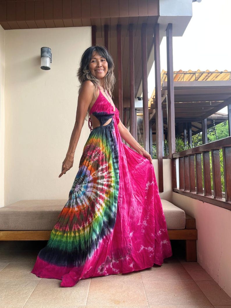 Tie-Dye Sling Maxi Dress
