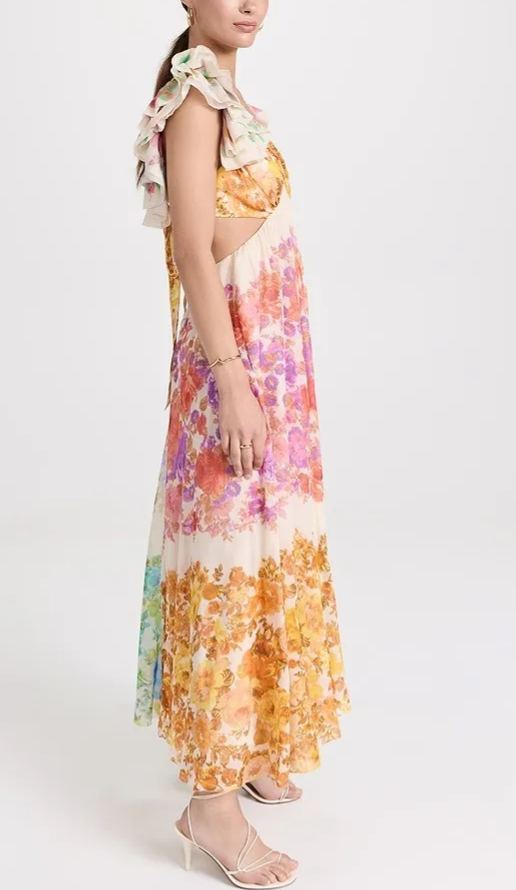 Raie Frill Shoulder Midi Dress