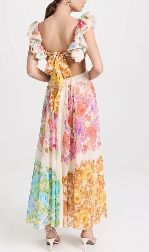 Raie Frill Shoulder Midi Dress