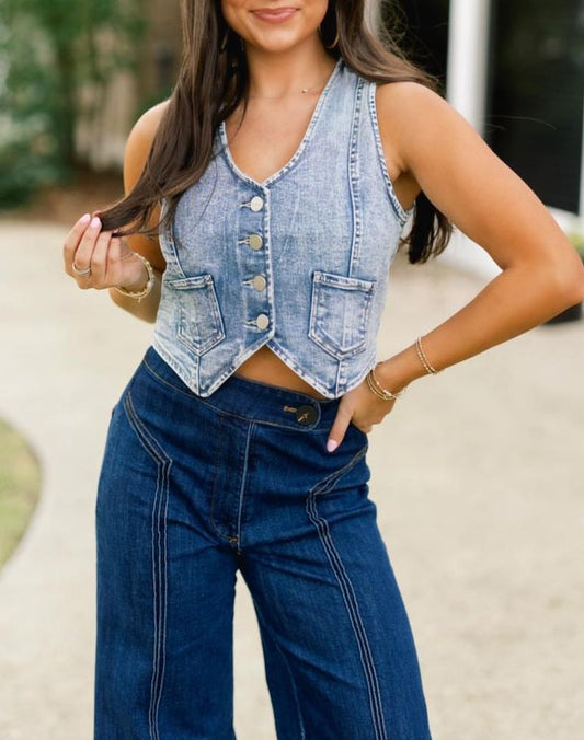 Denim Tie Vest Wash