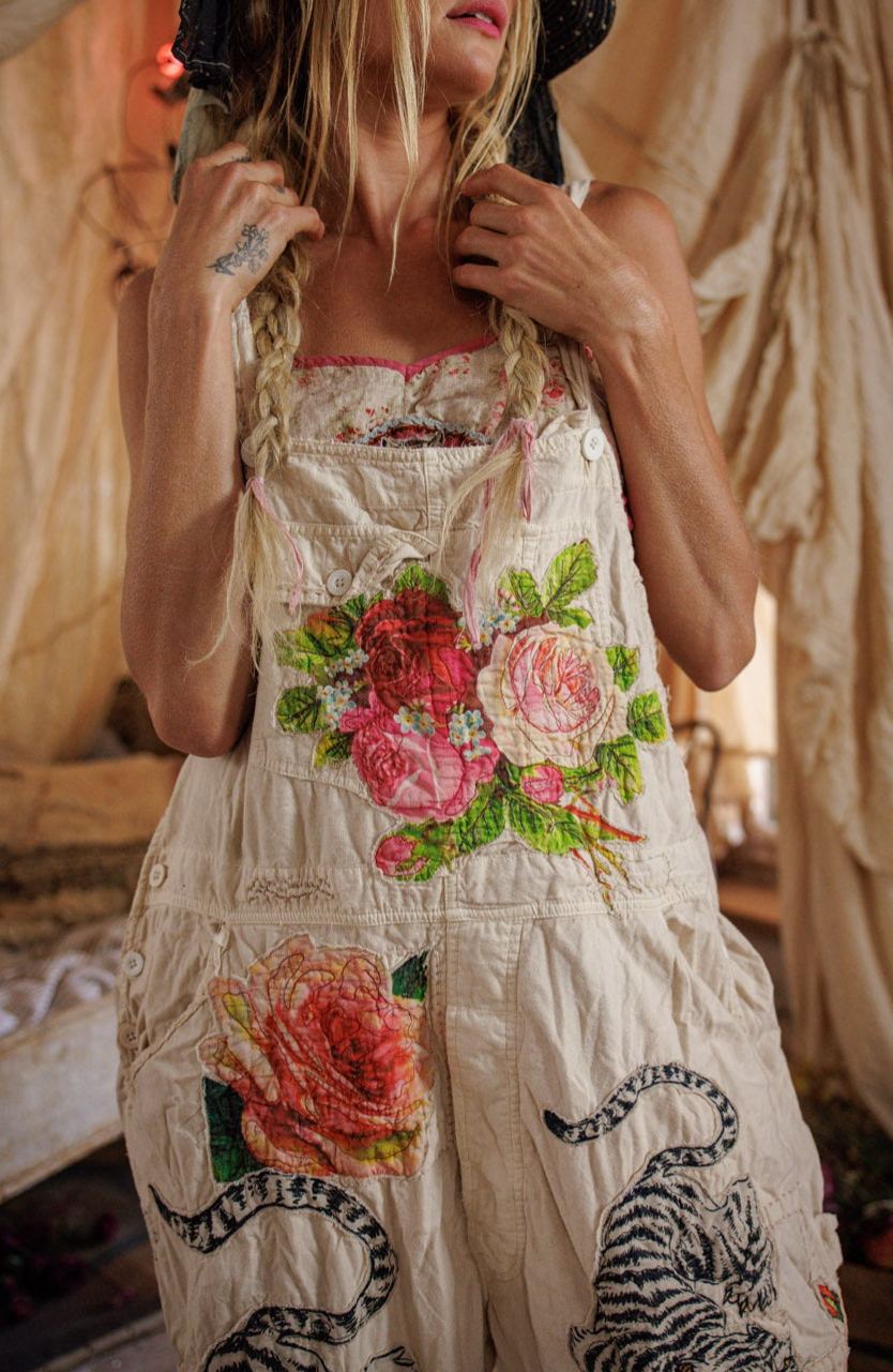 Boho Tiger & Floral Print Overalls