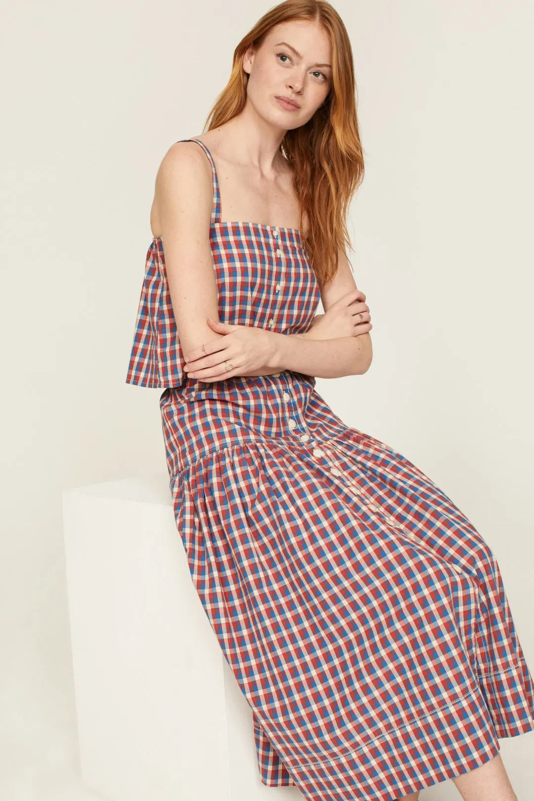 Plaid Suspender Suit