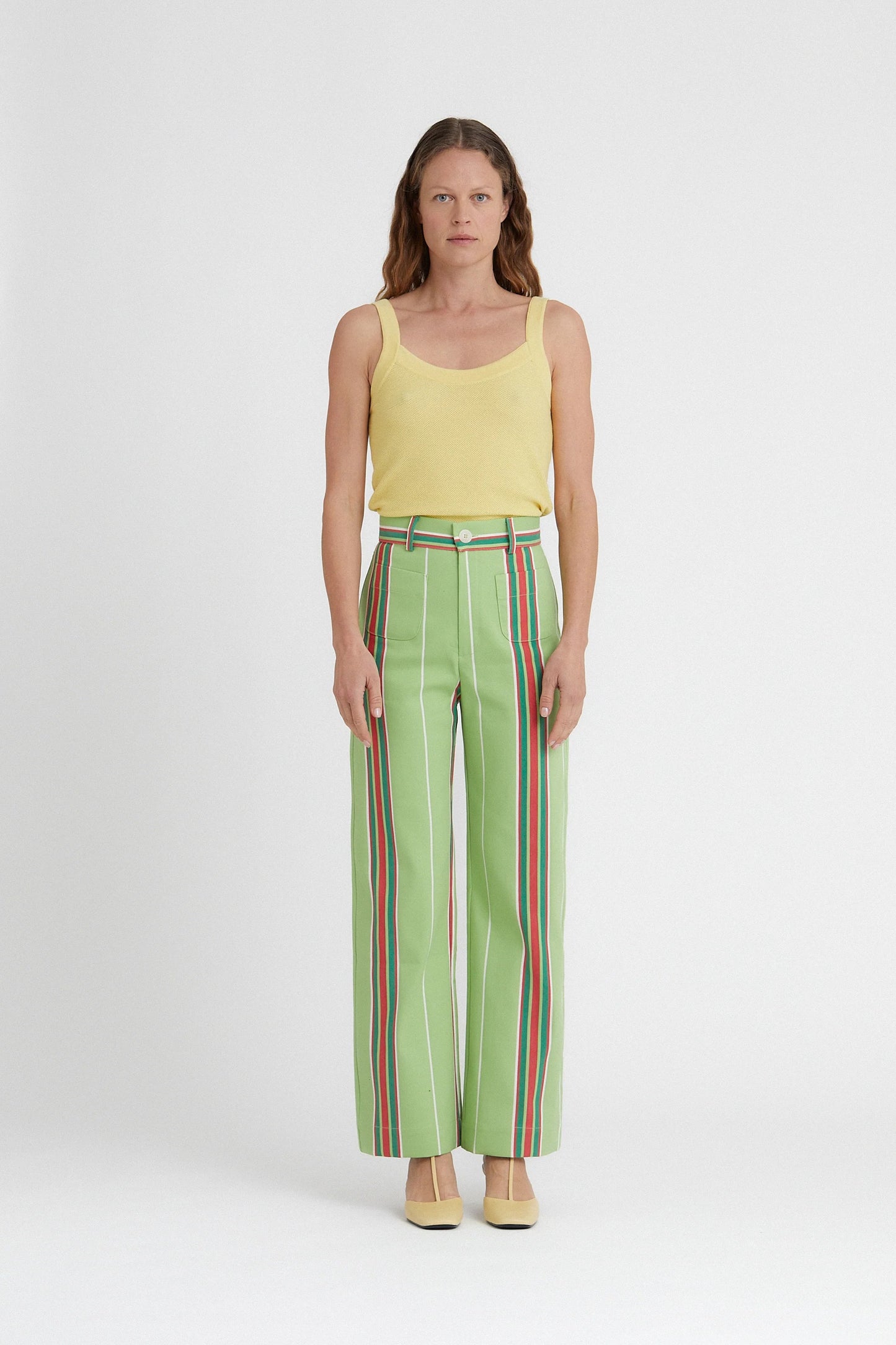 High Waist Printed Cotton Trousers
