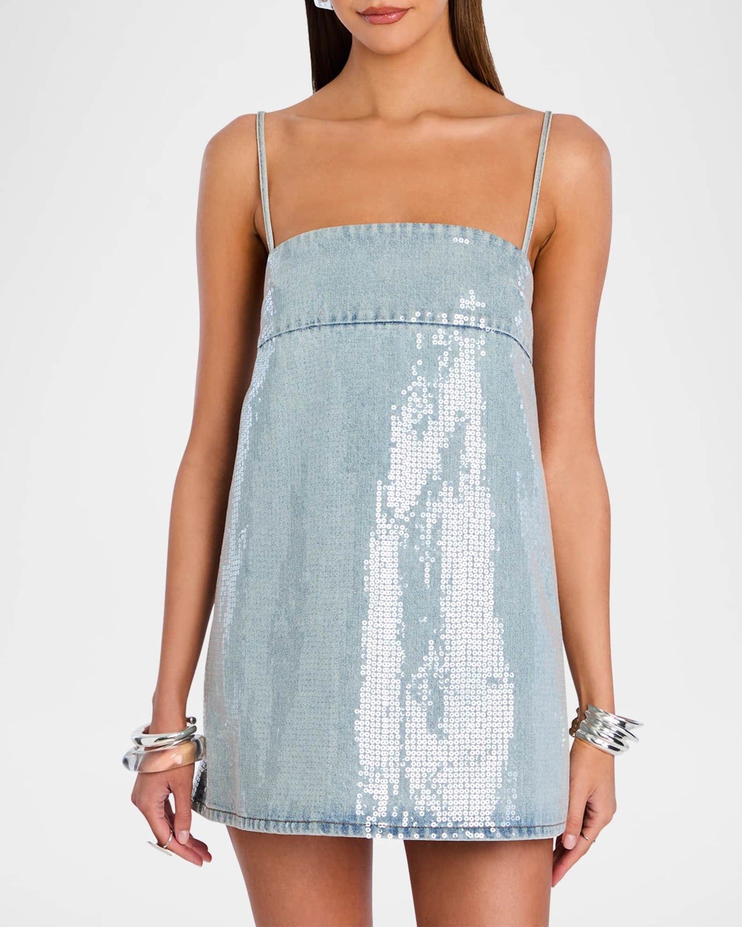 Sequined Denim Mini Dress
