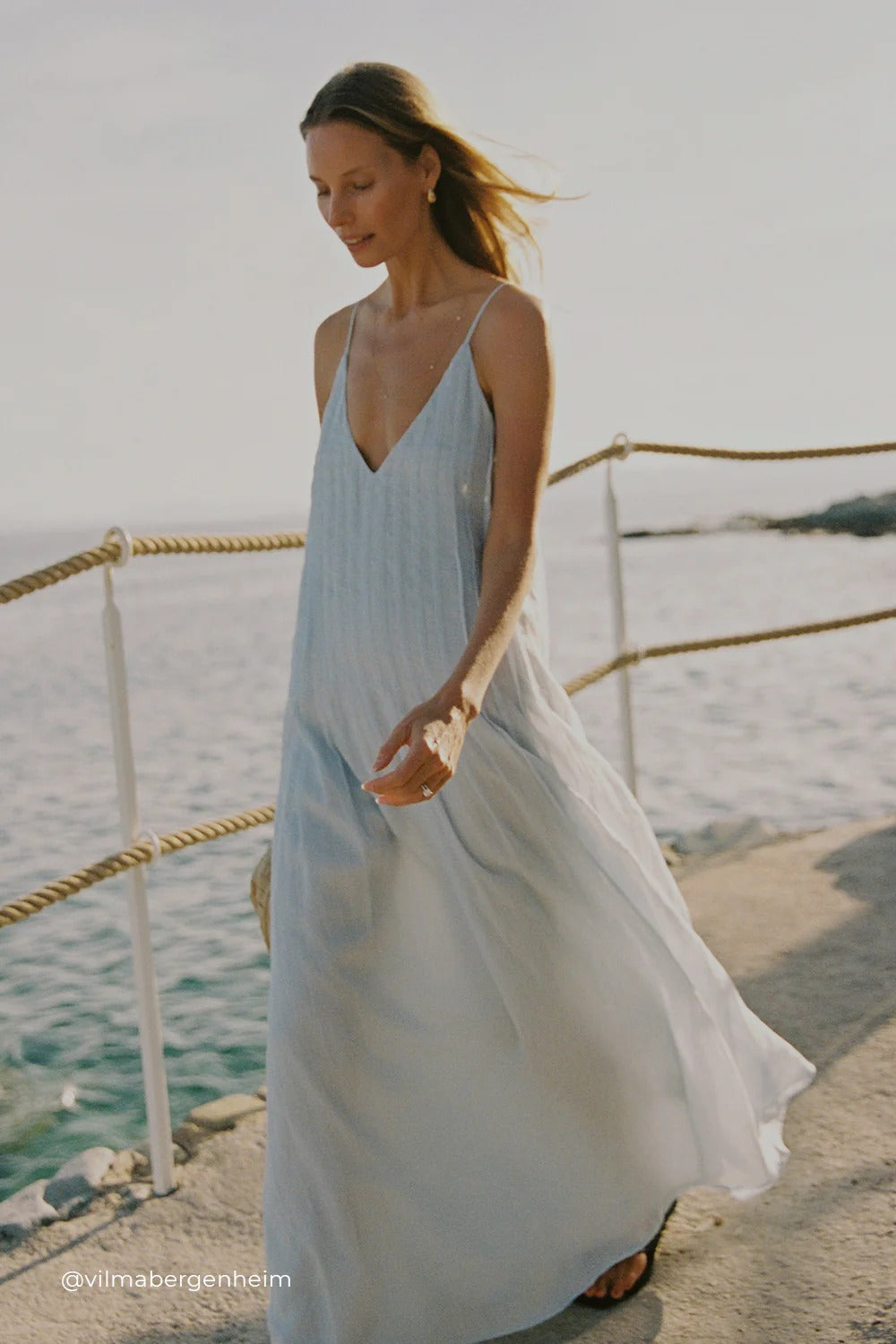 Cornflower Ramie Midi Dress