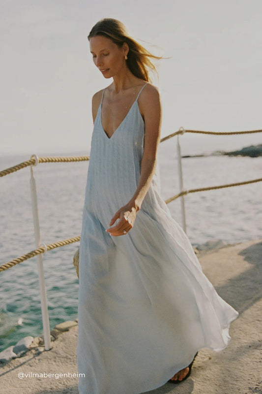 Cornflower Ramie Midi Dress