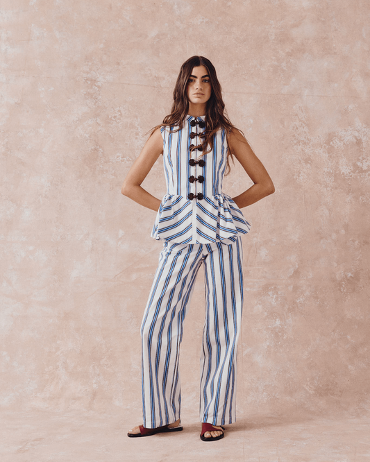 Striped Cheongsam Designer Suit