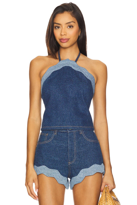 Denim Suspender Suit