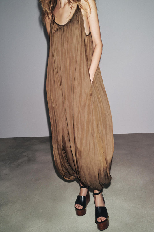 Long Pleated Jumpsuit