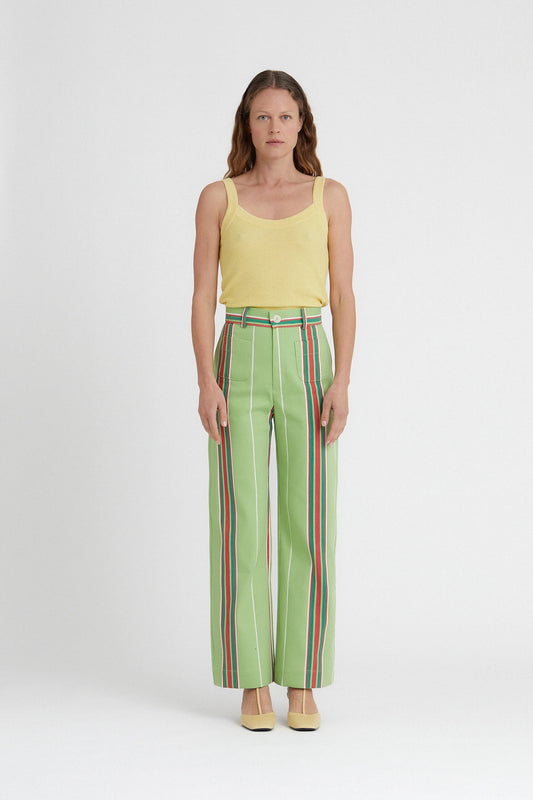 High Waist Printed Cotton Trousers