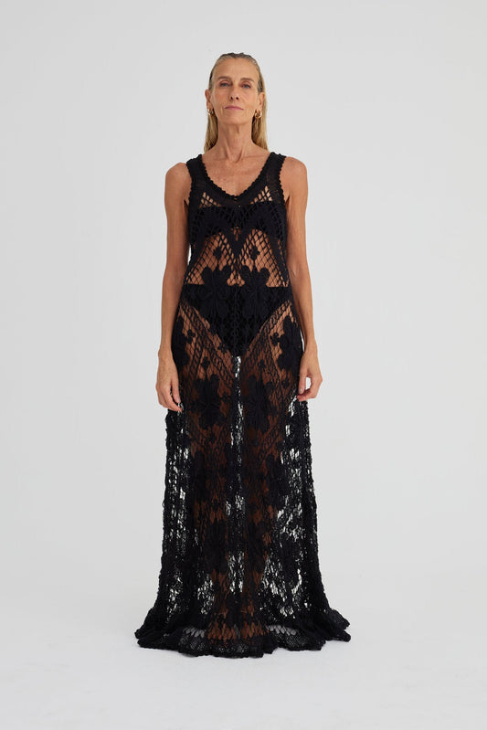 Black Filet Lace Dress