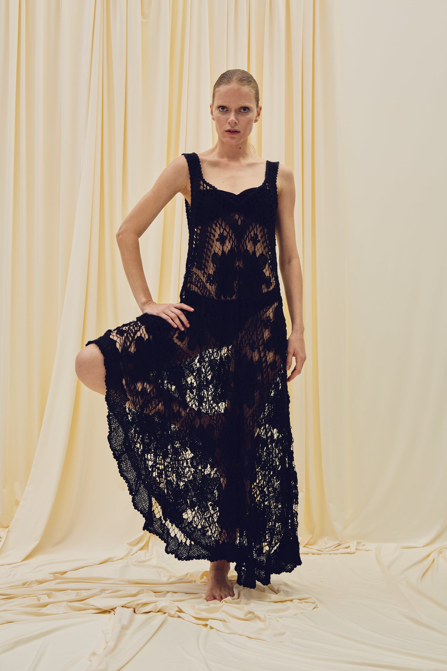 Black Filet Lace Dress