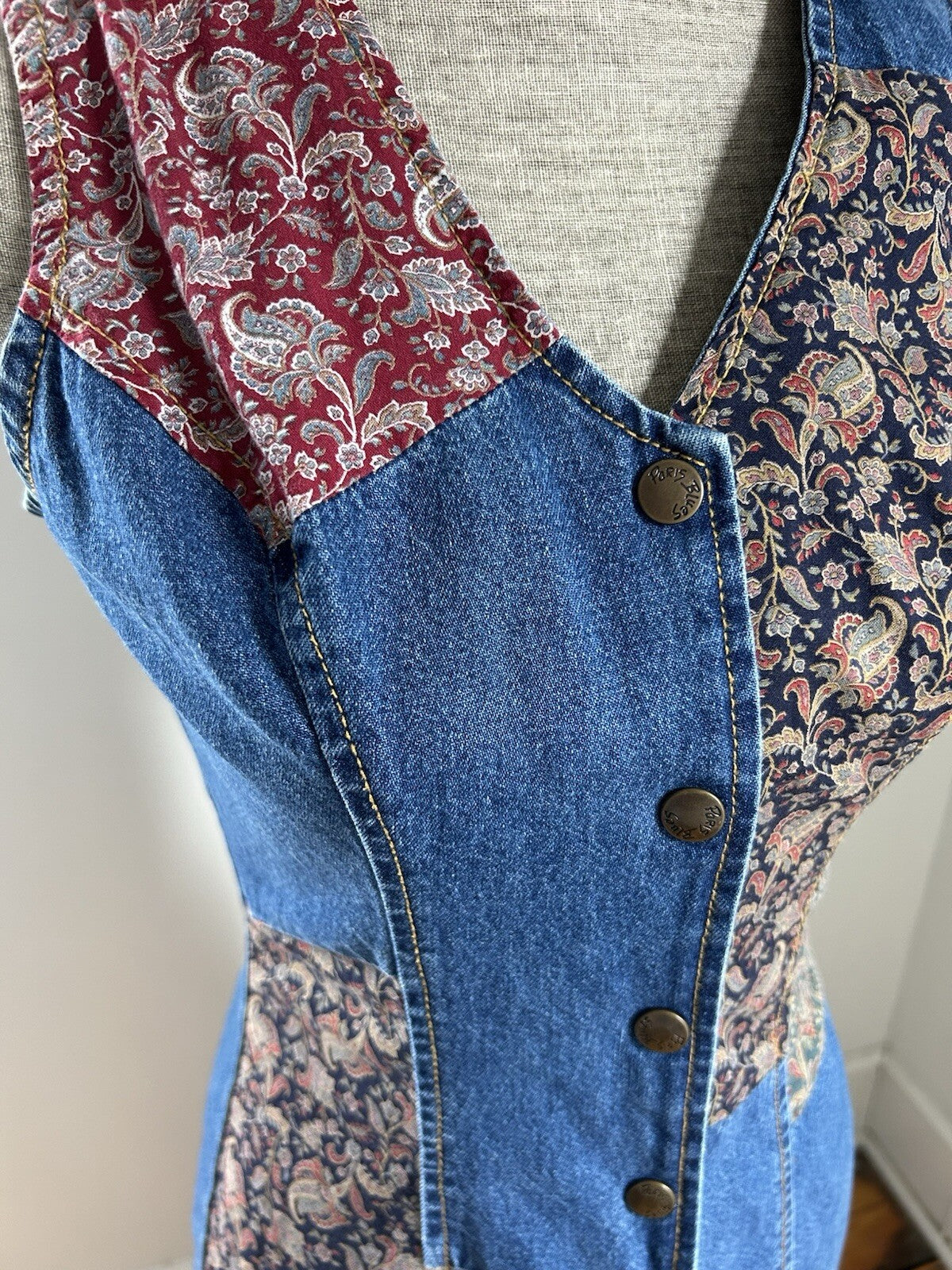 Vintage Paris Blues Patchwork Denim Dress