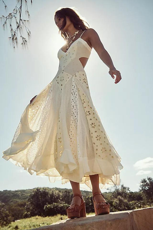 Lace Flared Maxi Dress