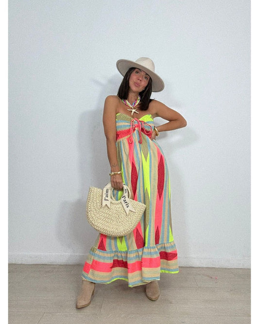 Linen-Effect Maxi Dress