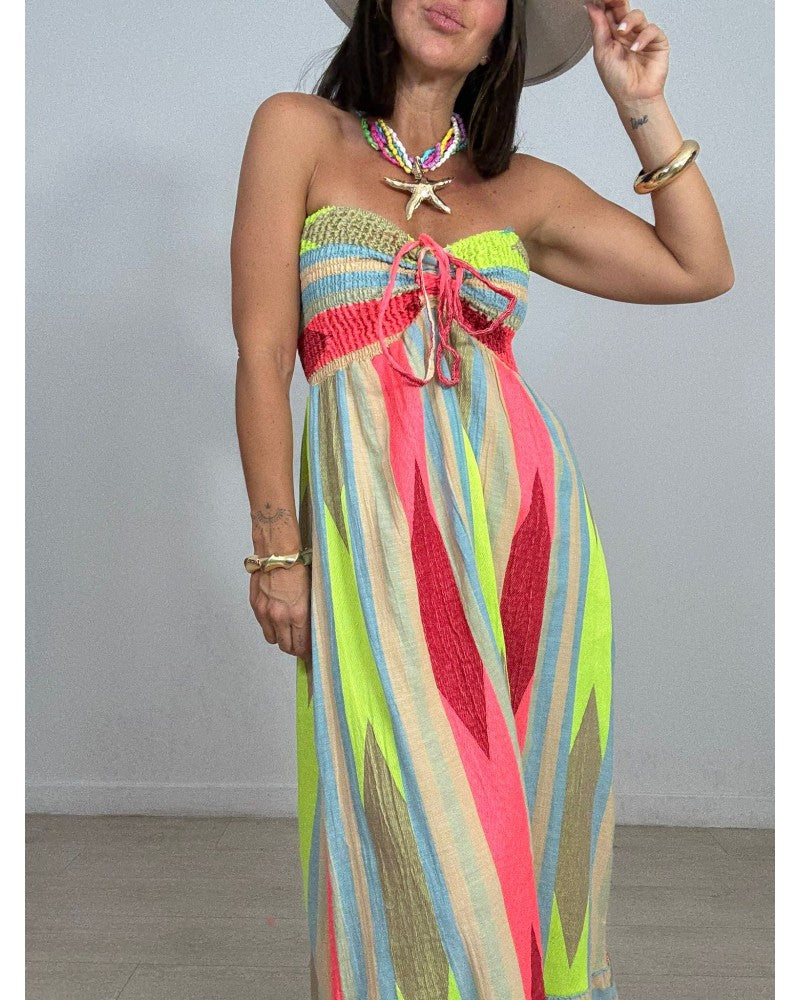 Linen-Effect Maxi Dress
