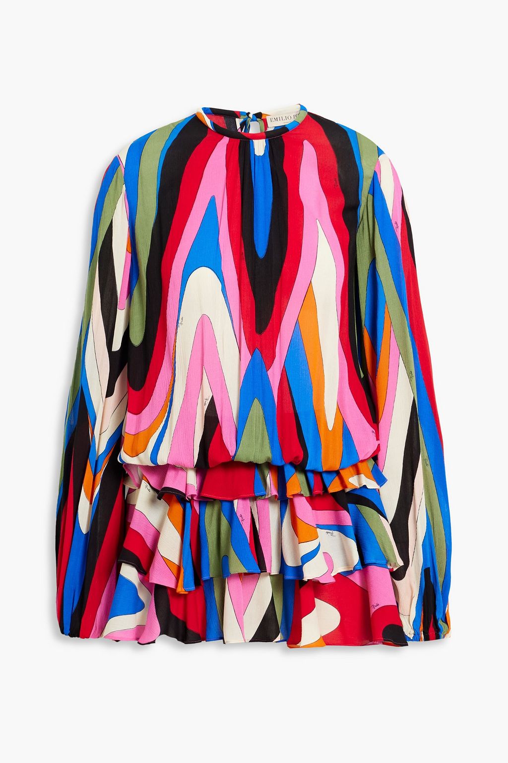 Ruffled Printed Georgette Mini Dress