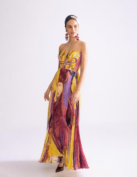 Yellow Purple Daisy Corset Dress